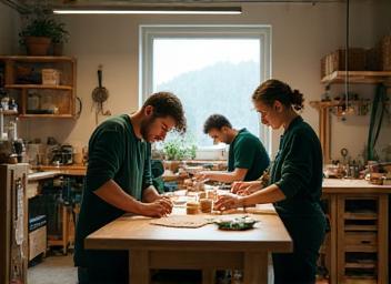 Team von AlpenSouvenir bei der Arbeit im Luzerner Atelier